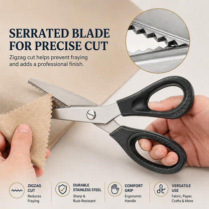 Stainless Steel Pinking Shears – 9.1" Zig Zag Fabric Scissors for Sewing, Quilting, Dressmaking & DIY Crafts
