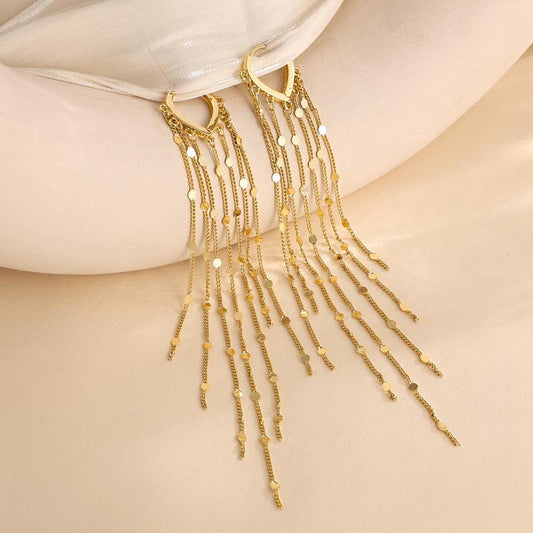 🔥Limited Time 40% Off✨14K Gold Plated Long Tassel Earrings for Women