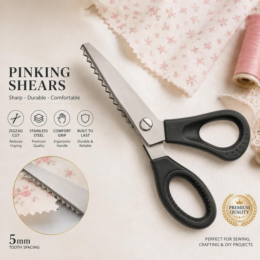 Stainless Steel Pinking Shears – 9.1" Zig Zag Fabric Scissors for Sewing, Quilting, Dressmaking & DIY Crafts