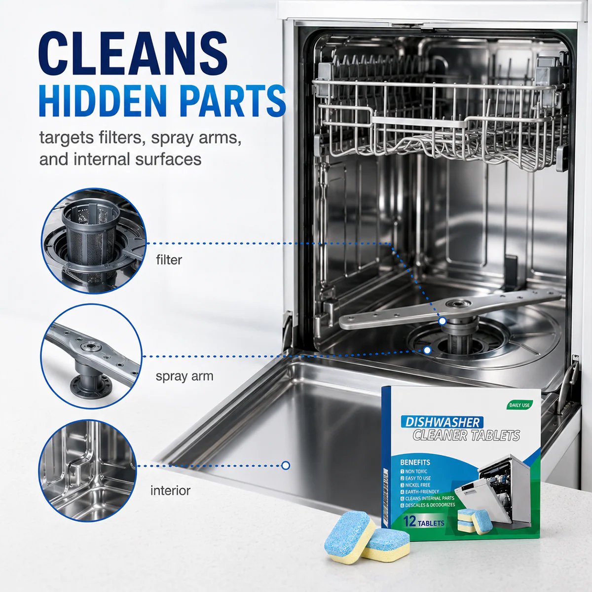 Dishwasher Cleaner Tablets 12-Pack
