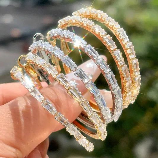 💎 ✨ Women's Sparkling CZ Hoop Earrings – Micro-Paved, Lightweight Copper & Bold Design – Elegant, Versatile & Perfect Gift 💫
