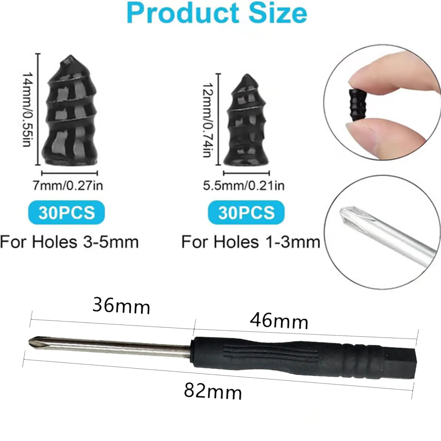🔩60PCS Tire Repair Rubber Nails Kit with 2 Sizes