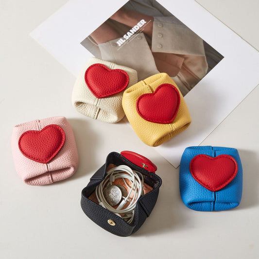 Top-Grain Leather Mini Wallet with a Hint of Heart💝