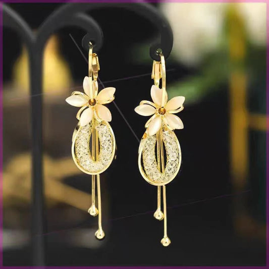 ✨🌸Elegant Flower Tassel Dangle Earrings