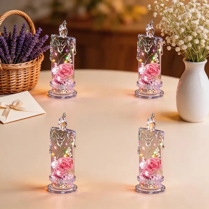🌹Realistic Rose Candle Lights — Battery-Powered, Smoke-Free LED Roses for Home Decor, Weddings, Parties & Gifts ✨