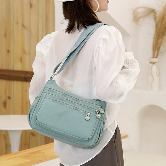 🎒✨ Lightweight Nylon Crossbody Bag – Multi-Pocket, Water-Resistant, Adjustable 🔧