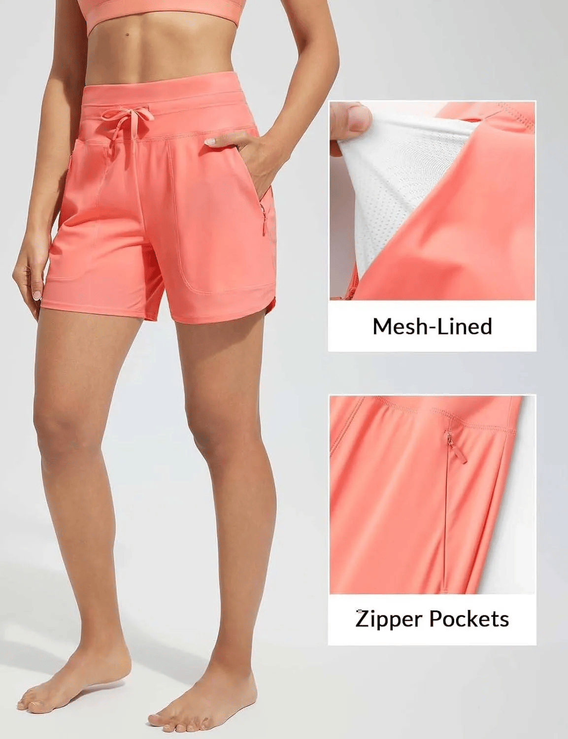 Women's 5" Swim Board Shorts High Waisted Quick Dry Swimsuit Swimming Bottoms