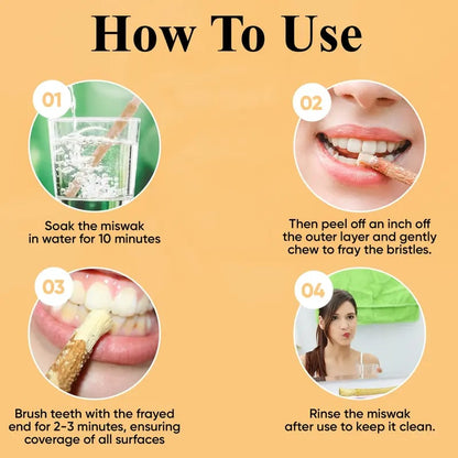 🌿 Natural Miswak Sticks – Individually Wrapped, Traditional Toothbrush for Fresh Breath & Healthy Gums