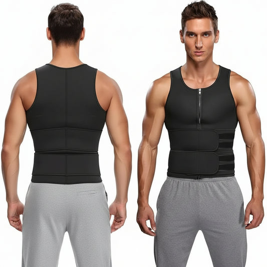 Men's Shapewear Sauna Vest Waist Trainer Double Belt🔥