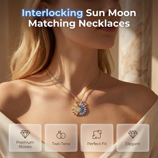 📢📢40% OFF !! ⏰Sun and Moon Pendant Necklace with Rhinestones