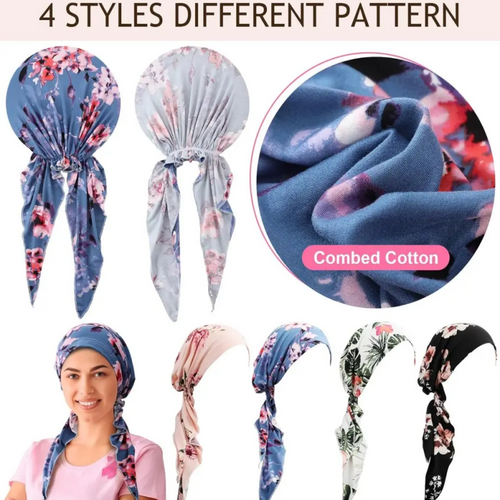 ✨ Women's Floral Print Pre-Tied Head Scarf Turban – Soft, Elastic, Versatile 🌸