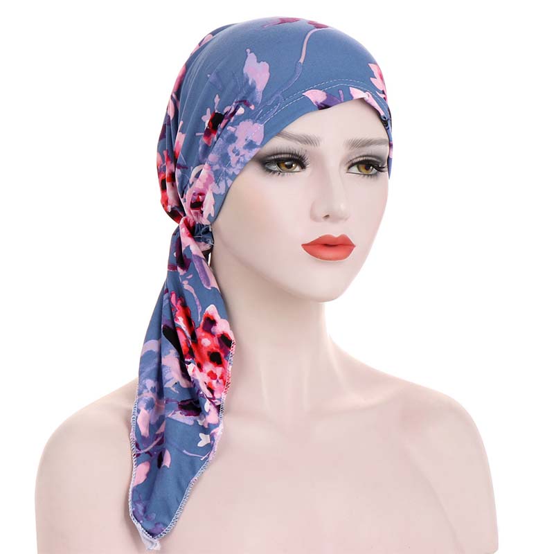 ✨ Women's Floral Print Pre-Tied Head Scarf Turban – Soft, Elastic, Versatile 🌸