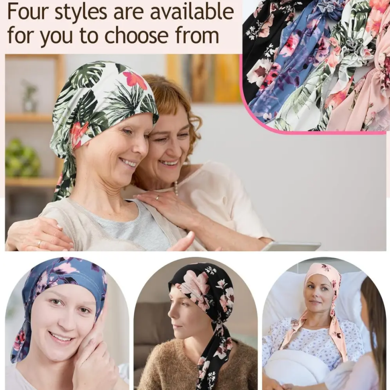 ✨ Women's Floral Print Pre-Tied Head Scarf Turban – Soft, Elastic, Versatile 🌸