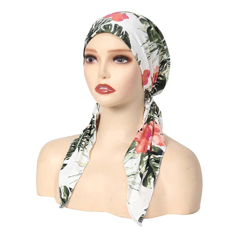 ✨ Women's Floral Print Pre-Tied Head Scarf Turban – Soft, Elastic, Versatile 🌸