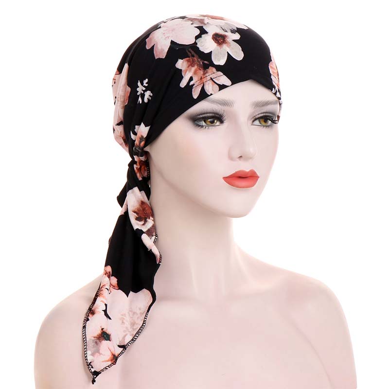 ✨ Women's Floral Print Pre-Tied Head Scarf Turban – Soft, Elastic, Versatile 🌸