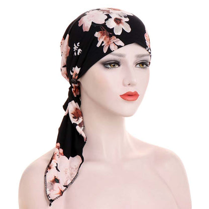 ✨ Women's Floral Print Pre-Tied Head Scarf Turban – Soft, Elastic, Versatile 🌸