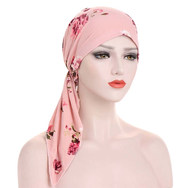 ✨ Women's Floral Print Pre-Tied Head Scarf Turban – Soft, Elastic, Versatile 🌸