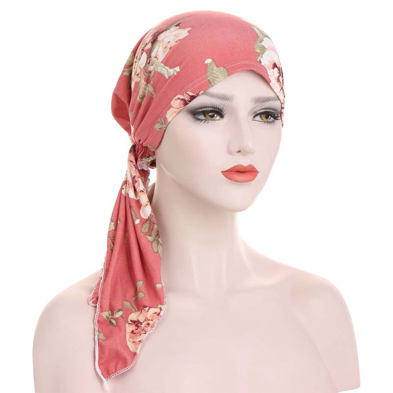 ✨ Women's Floral Print Pre-Tied Head Scarf Turban – Soft, Elastic, Versatile 🌸