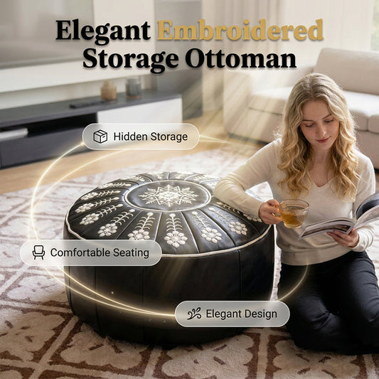 High-end luxury-quality leather Versatile Round Storage Seat