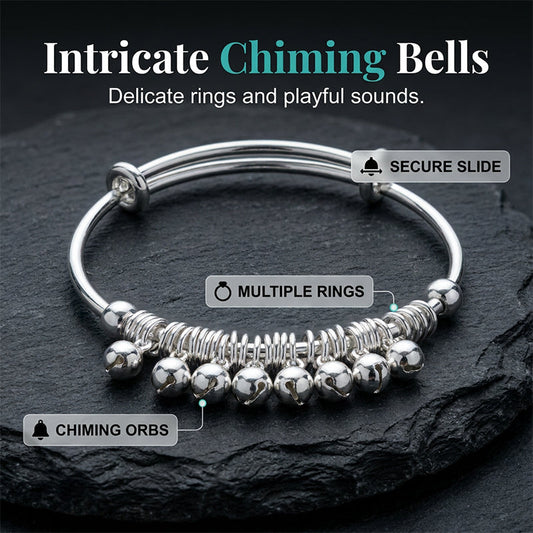 📢📢⏰Adjustable Silver Bell Charm Bangle Bracelet