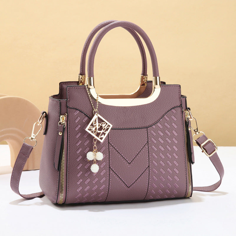 📢📢 ⏰Women's V-Stitched Satchel – Gold Hardware, Multi-Compartment, Top-Handle 🌸