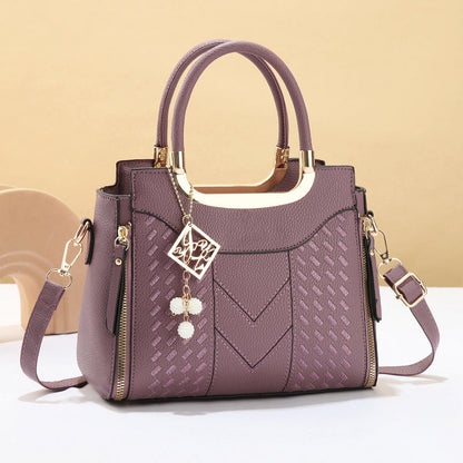 📢📢 ⏰Women's V-Stitched Satchel – Gold Hardware, Multi-Compartment, Top-Handle 🌸
