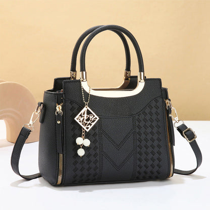 📢📢 ⏰Women's V-Stitched Satchel – Gold Hardware, Multi-Compartment, Top-Handle 🌸