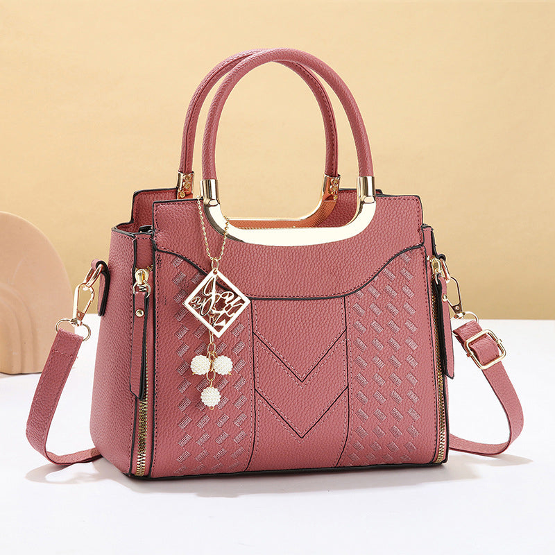 📢📢 ⏰Women's V-Stitched Satchel – Gold Hardware, Multi-Compartment, Top-Handle 🌸