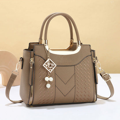 📢📢 ⏰Women's V-Stitched Satchel – Gold Hardware, Multi-Compartment, Top-Handle 🌸