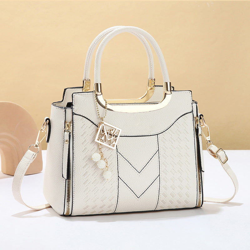 📢📢 ⏰Women's V-Stitched Satchel – Gold Hardware, Multi-Compartment, Top-Handle 🌸