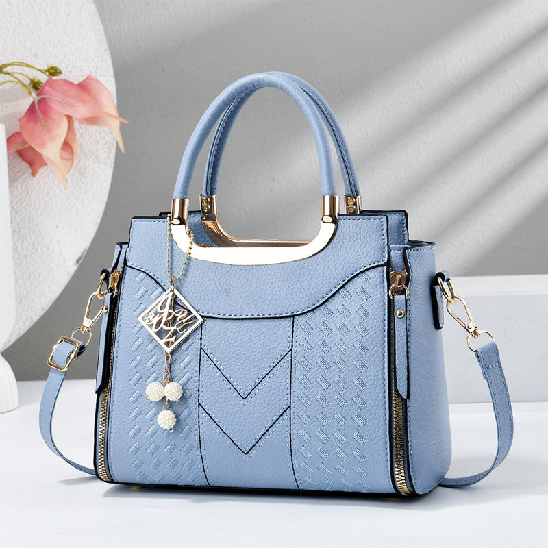 📢📢 ⏰Women's V-Stitched Satchel – Gold Hardware, Multi-Compartment, Top-Handle 🌸