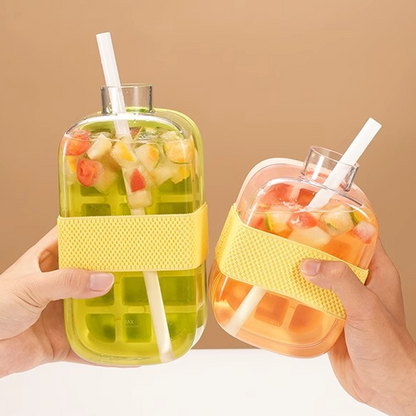 ❄️2-in-1 Ice Cube Maker Water Bottle Built-In Ice Tray, Food-Grade Silicone, Bpa-Free