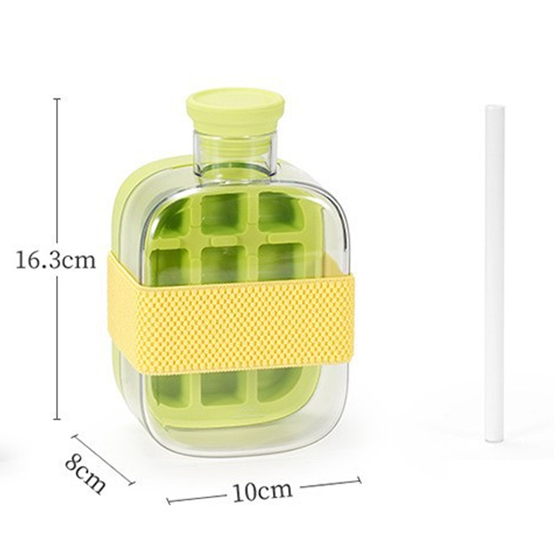 ❄️2-in-1 Ice Cube Maker Water Bottle Built-In Ice Tray, Food-Grade Silicone, Bpa-Free