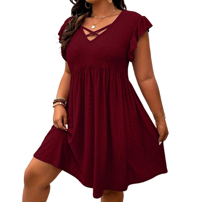 👗  Women's Criss-Cross V-Neck Flutter Sleeve Flowy Dress