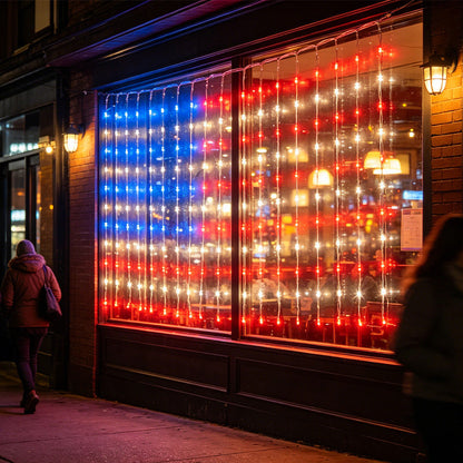 ✨ Patriotic Flag Net Lights – USB, Waterproof, 50,000-Hour ✨