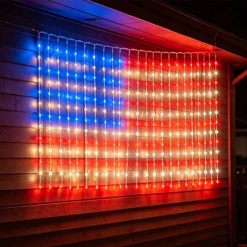 ✨ Patriotic Flag Net Lights – USB, Waterproof, 50,000-Hour ✨