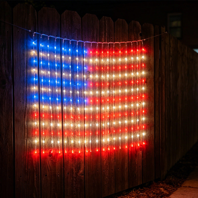 ✨ Patriotic Flag Net Lights – USB, Waterproof, 50,000-Hour ✨
