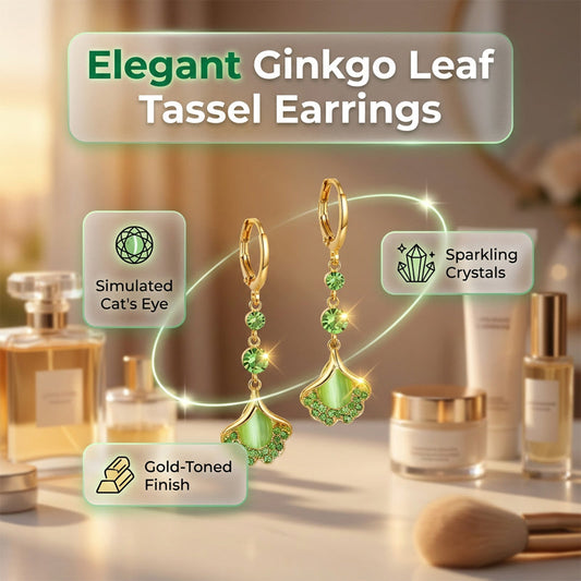Elegant Ginkgo Leaf Tassel Earrings 💚