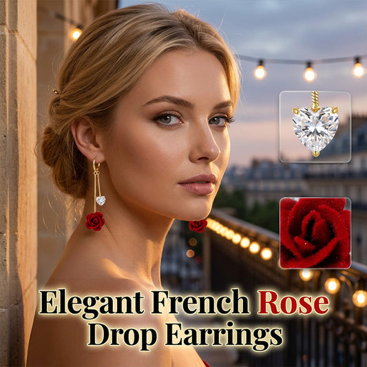 📢📢40% OFF !! ⏰French Vintage Red Rose Dangle Earrings