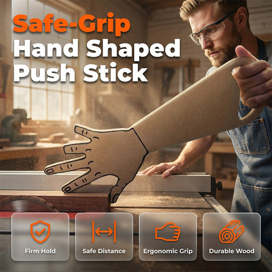 🪚 Hand Shaped Table Saw Push Stick — Ergonomic Safety Tool for Woodworking, Prevents Kickback