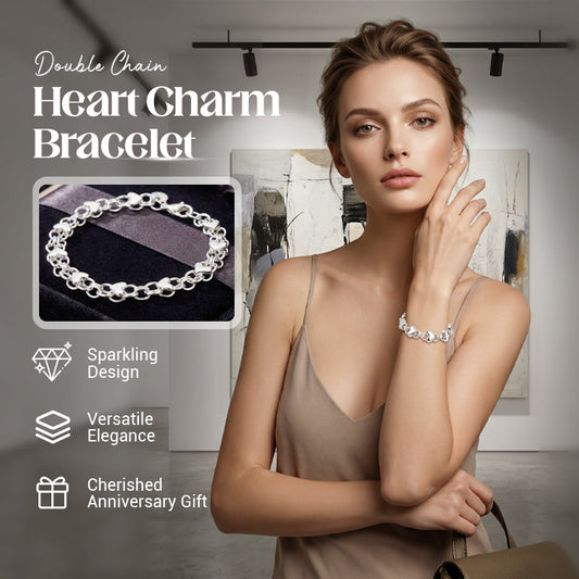 📢📢40% OFF !! ⏰Double Chain Heart Charm Bracelet