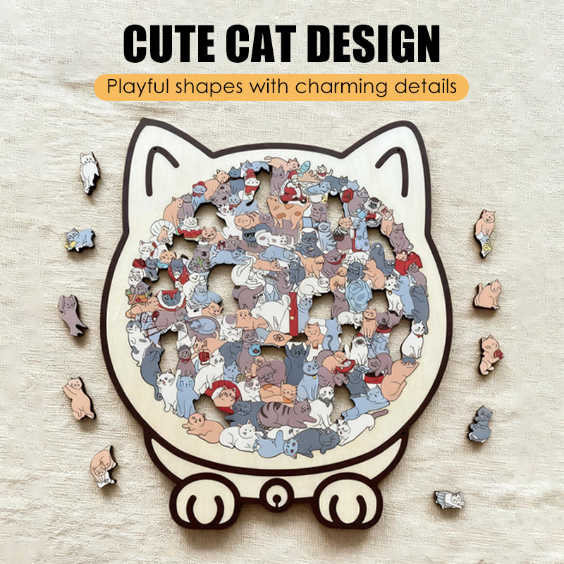 Adorable Cat-Shaped Wooden Jigsaw Puzzle 🧩🐱
