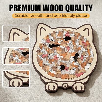 Adorable Cat-Shaped Wooden Jigsaw Puzzle 🧩🐱