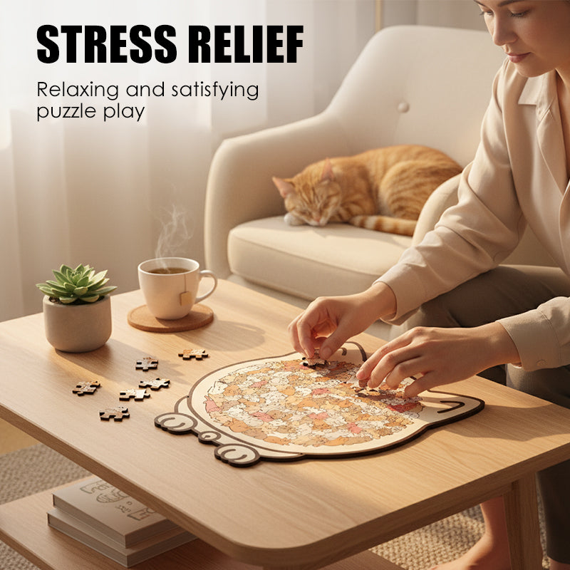 Adorable Cat-Shaped Wooden Jigsaw Puzzle 🧩🐱