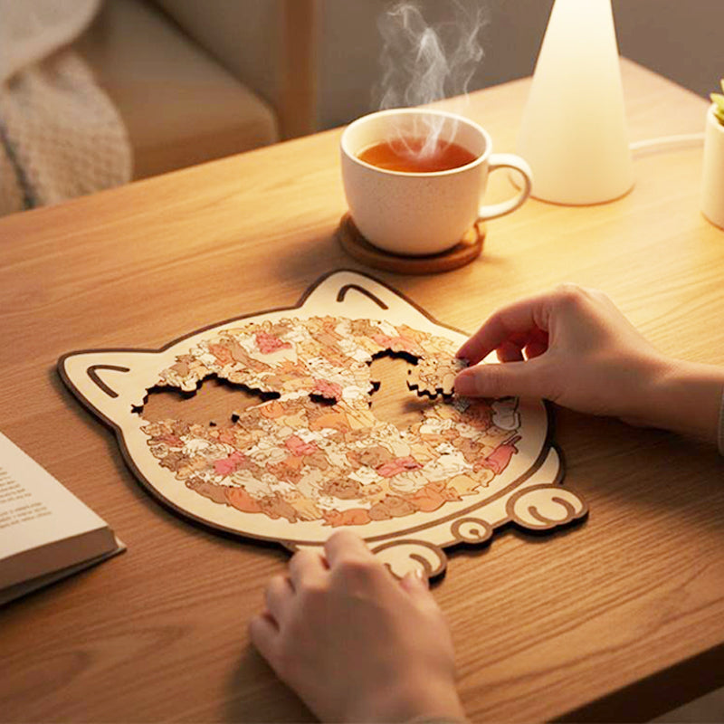 Adorable Cat-Shaped Wooden Jigsaw Puzzle 🧩🐱