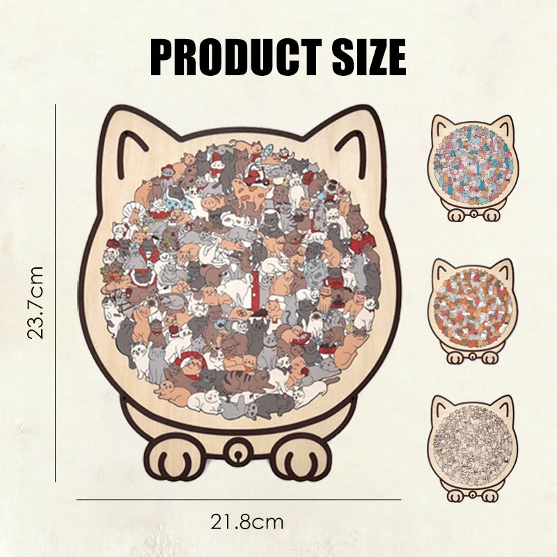 Adorable Cat-Shaped Wooden Jigsaw Puzzle 🧩🐱