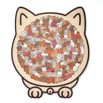 Adorable Cat-Shaped Wooden Jigsaw Puzzle 🧩🐱