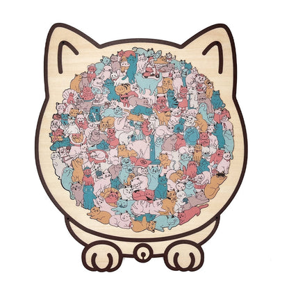 Adorable Cat-Shaped Wooden Jigsaw Puzzle 🧩🐱