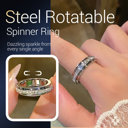 ✨💕Titanium Steel Rotatable Spinner Ring with Zirconia